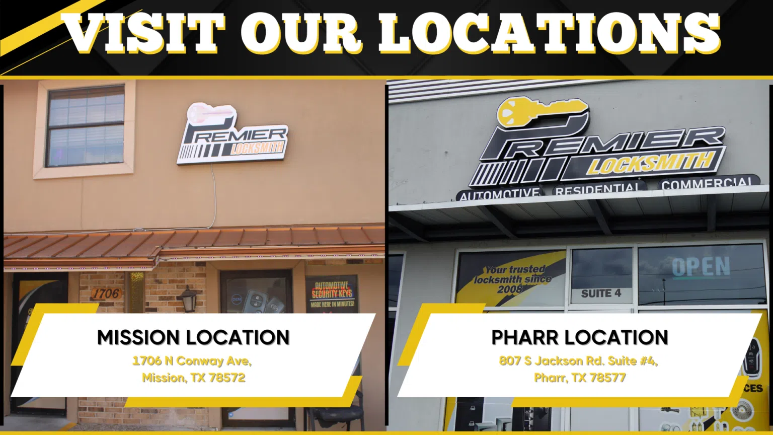 Premier Locksmith - 807 S Jackson Rd. Pharr,TX 78577